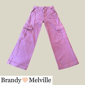 Brandy Melville J.Galt wide-leg corduroy utility cargo pants in pink/purple(S-M)